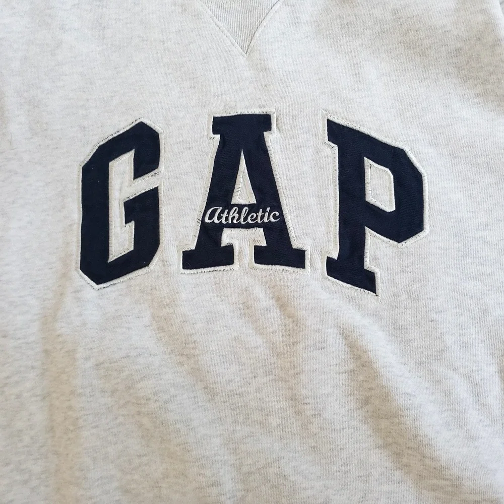 Vintage GAP Sweater Mens XXL Gray Athletic Classic Crewneck Spell Out Logo Korea